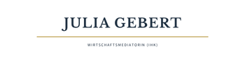 wesite Logo für Julia Gebert Wirtschaftsmediatorin mit goldener Linie