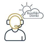 Symbol für KonfliktDirekt mit einer Person mit Headset